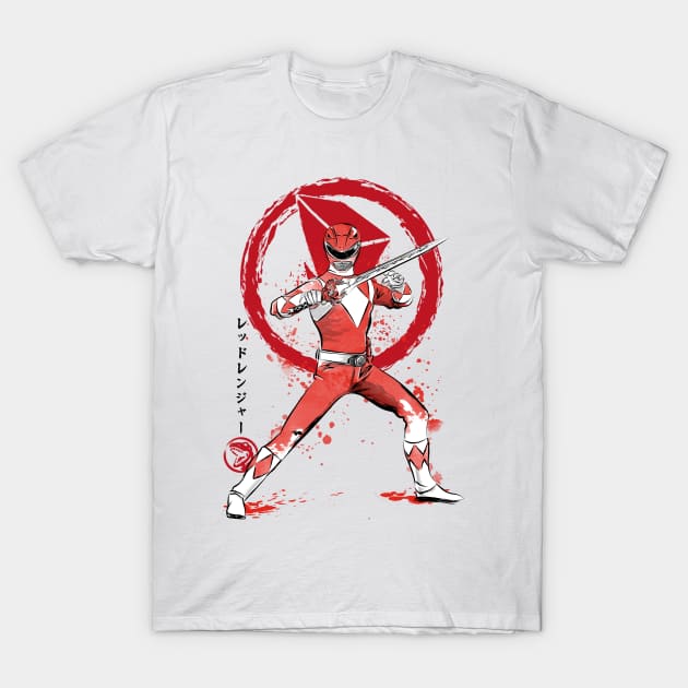 Red Ranger sumi e T-Shirt by DrMonekers
